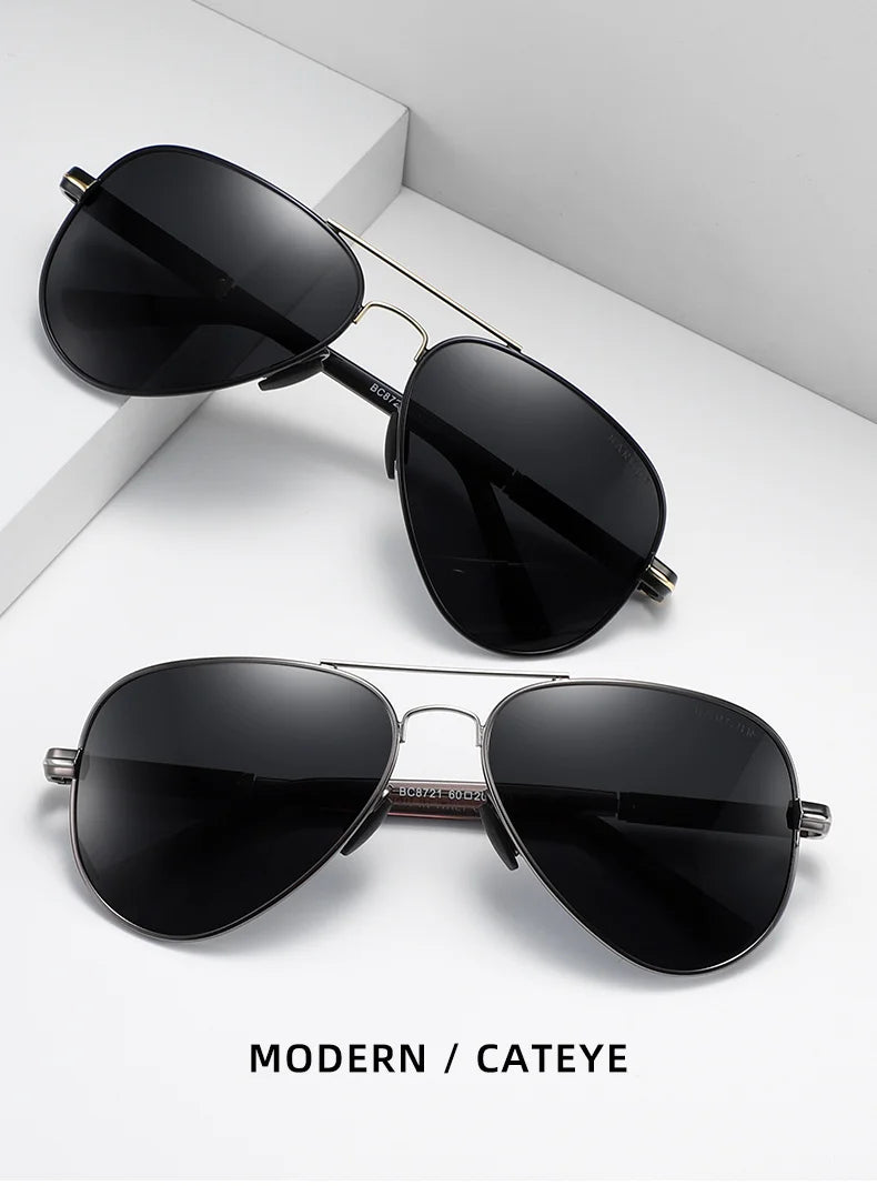 Sonnenbrille Pilot Edelstahl polarisiert Spiegel UV400 Fahren Herren