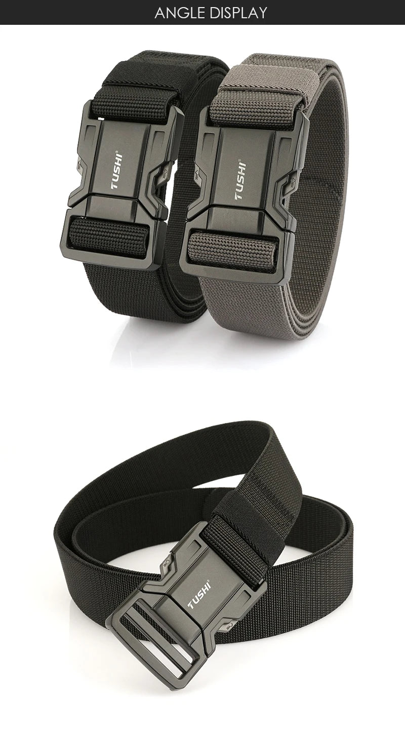 Herren-Gürtel Elastischer Gürtel Mit Metall-Schnellverschluss Für Outdoor Und Alltag Verstellbar Blau
