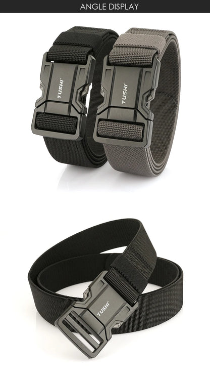 Herren-Gürtel Elastischer Gürtel Mit Metall-Schnellverschluss Für Outdoor Und Alltag Verstellbar Blau