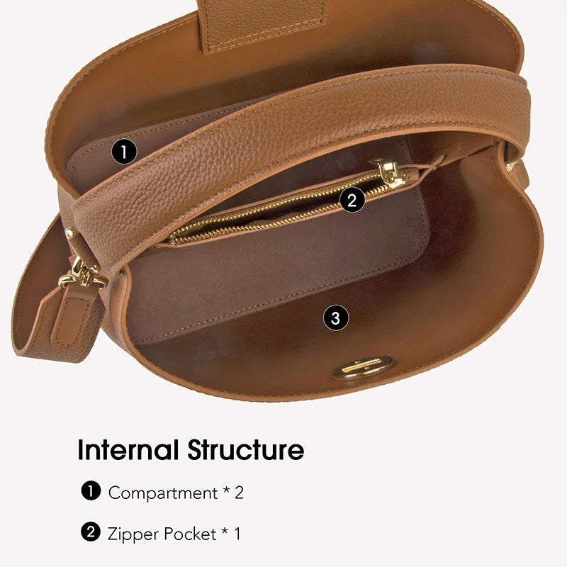 Mini Bucket Bag Vollnarbigem Rindleder | Zwei-Lagen