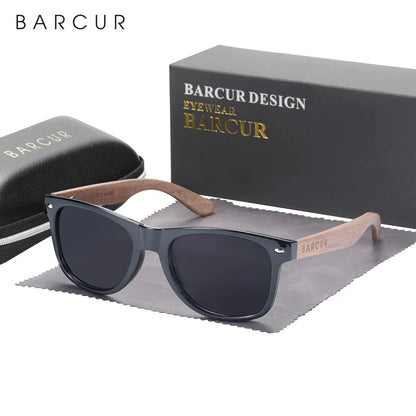 Sonnenbrille Naturholz Walnuss schwarz polarisiert UV400 Herren B