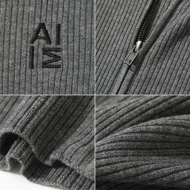 Damen-Strickjacke Buchstaben Slim Reißverschluss Wolle-Mix Herbst-Winter