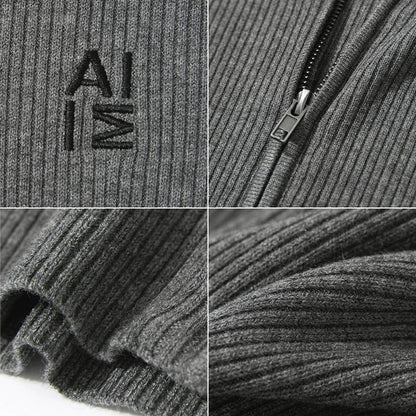 Damen-Strickjacke Buchstaben Slim Reißverschluss Wolle-Mix Herbst-Winter