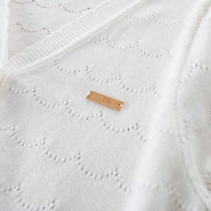 Kinder Sommerkleid ung Mädchen leichte Strickjacke Pullover Knöpfe Langarm lässig gestrickt dünne atmungsaktive Outwear