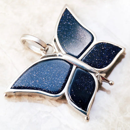 Damen-Charm-Anhänger Schmetterling blau träumerisch aus Sterlingsilber