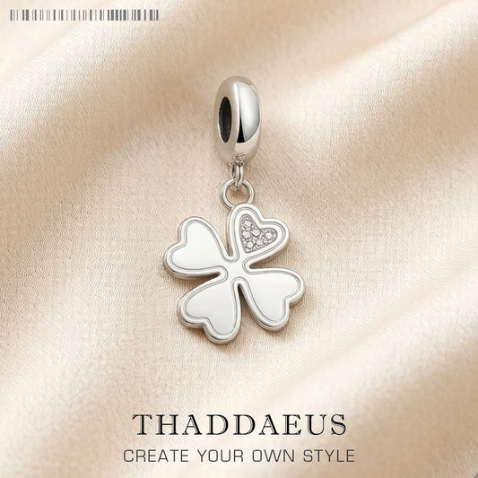 Damen-Charm-Anhänger Kleeblatt klassisch Glück aus Sterlingsilber