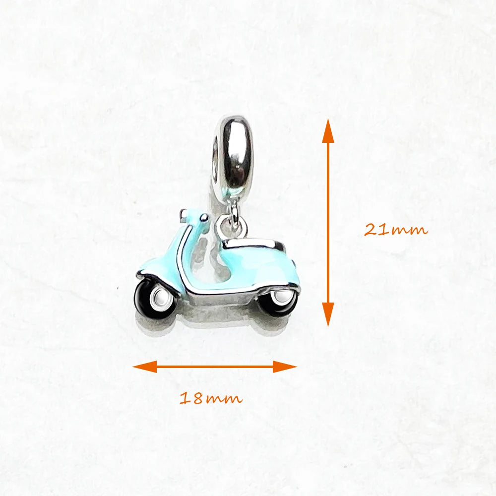 Damen-Charm-Anhänger Motorroller Urlaub trendig aus Sterlingsilber