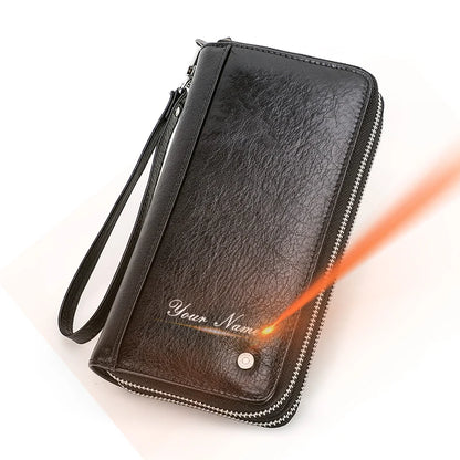 Herren Echtleder Clutch Vintage Business Geldbörse Kartenhalter Reise Büro Geschenk