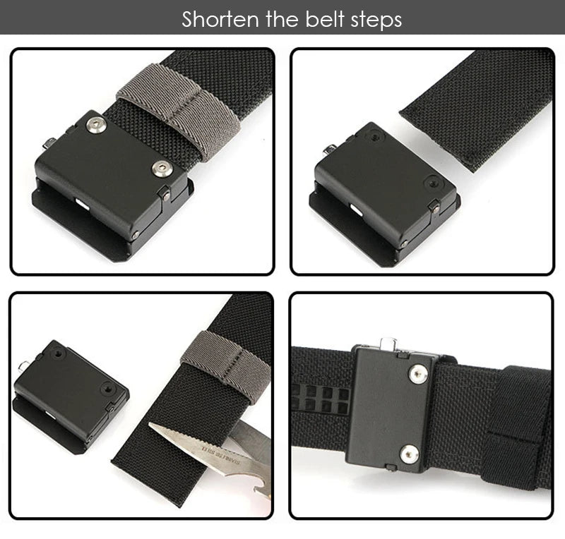 Herren-Taktischer Gürtel aus Nylon mit Metall-Automatik-Schnalle, robuster Alltags- und Arbeitsgürtel