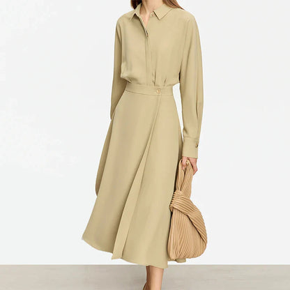 Langes Damen-Sommerkleid mit O-Ausschnitt und Rüschenärmeln im französischen A-Linien-Design