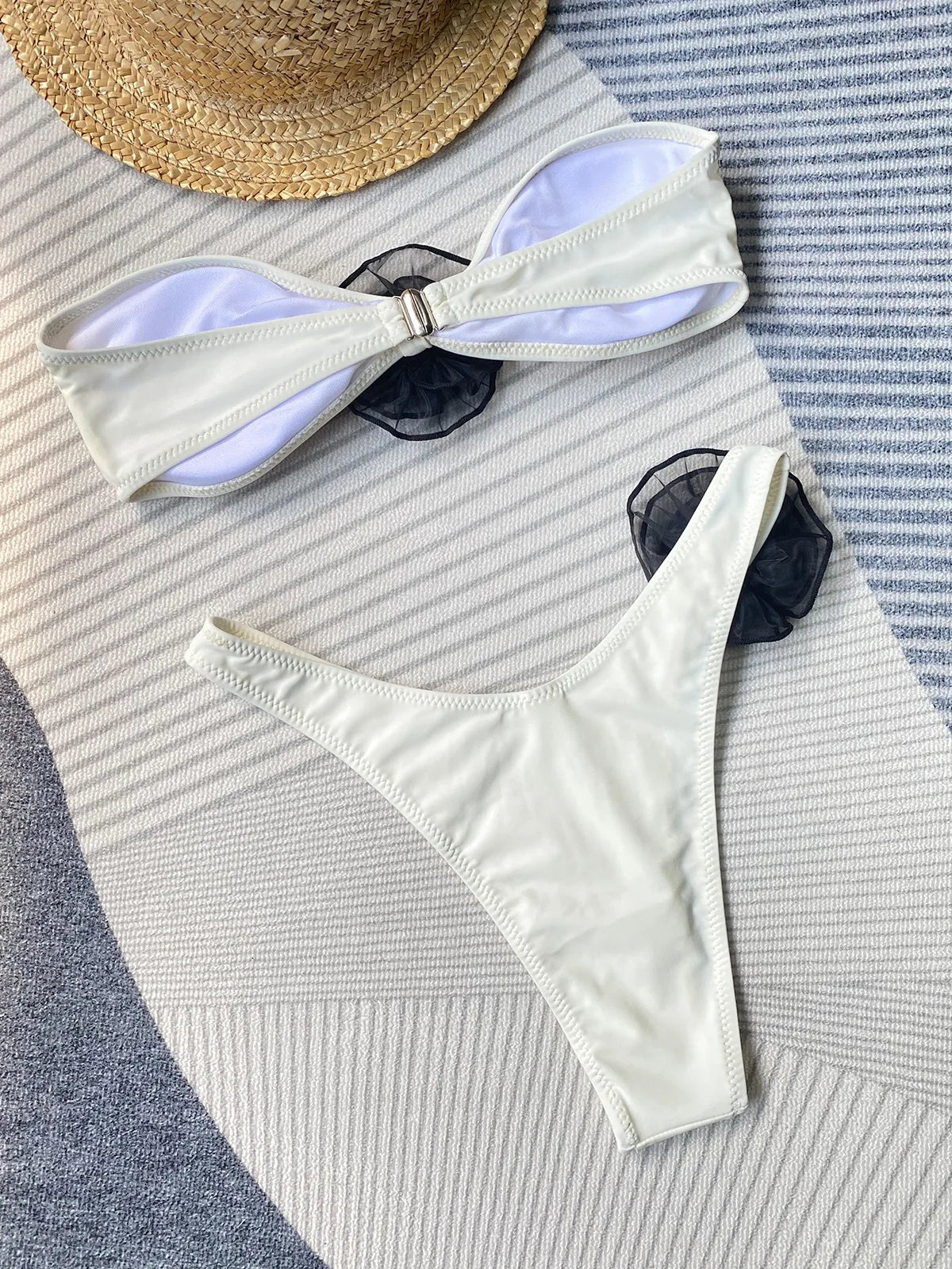 Sexy Bikini-Set mit Push-up-Effekt – Solide Badebekleidung für Damen am Strand oder Pool