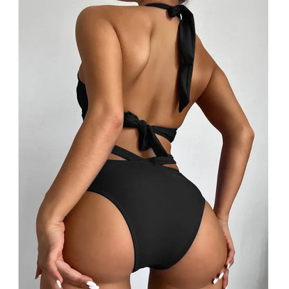 Hochgeschnittener Push-up-Bikini für Damen – Zweiteiliger Badeanzug für Strand und Pool