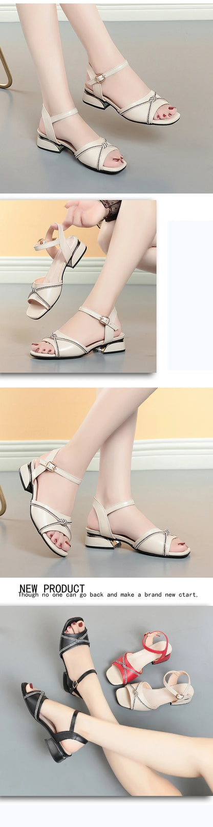 AIYUQI Sandalen Frauen Echtes Leder 2025, Sommer Crop Toe Frauen Sandalen Fisch Mund Große Größe 41 42 43 Römische Sandalen Frauen