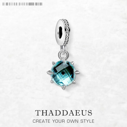 Damen-Charm-Anhänger blauer Stein trendig aus Sterlingsilber
