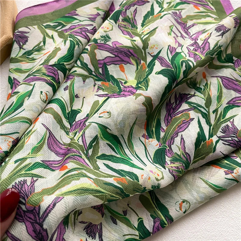 Damen Baumwoll Schal Bandana Blumen Vintage Bohemian quadratisch Sommer Strand