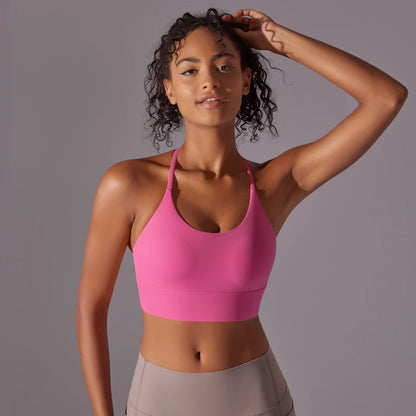 Sport-Bustier mit U-Ausschnitt und Trägern, pink