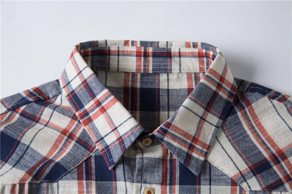 Herren Kurzarm Hemd aus Baumwolle im karierter Design für den Sommer