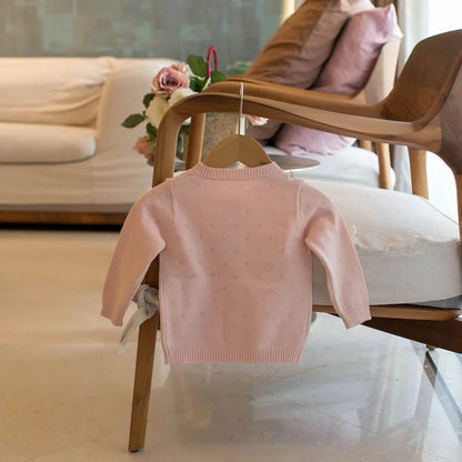 Mädchen Strickjacke im Farbblock mit niedlichem Bogen für Kinder 0-4 Jahre