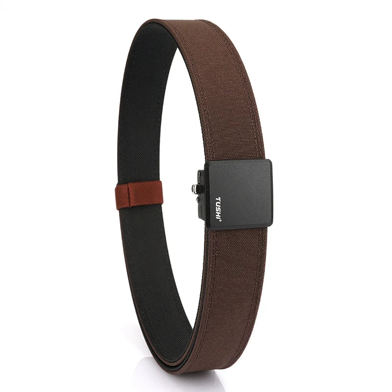 Nylon-Gürtel in Braun/Schwarz mit Metall-Automatik-Schnalle
