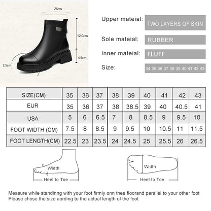Maßgrafik: AIYUQI schwarze Knöchelstiefel mit Gummisohle und Innenfutter (Fluff)