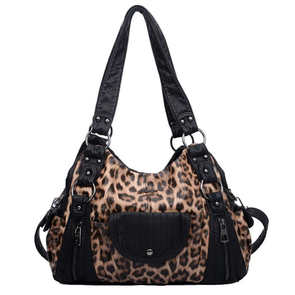 Damen-Hobo-Tasche aus Vintage-Leder mit verstellbarem Tragegurt und Mehrfachtaschen