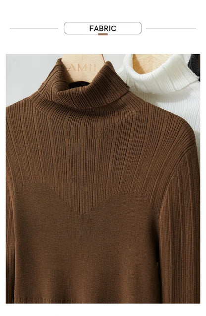 Damen-Rollkragenpullover Slim Polyester-Viskose Herbst-Winter