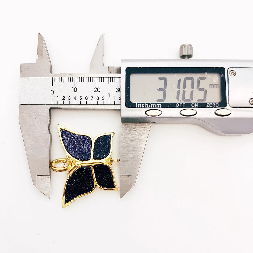 Damen-Charm-Anhänger Stern Mond Schmetterling Böhmen aus Sterlingsilber