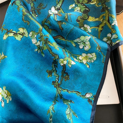 Damen Seidensatin Schal quadratisch Blumenprint Kopftuch Bandana Hijab Geschenk