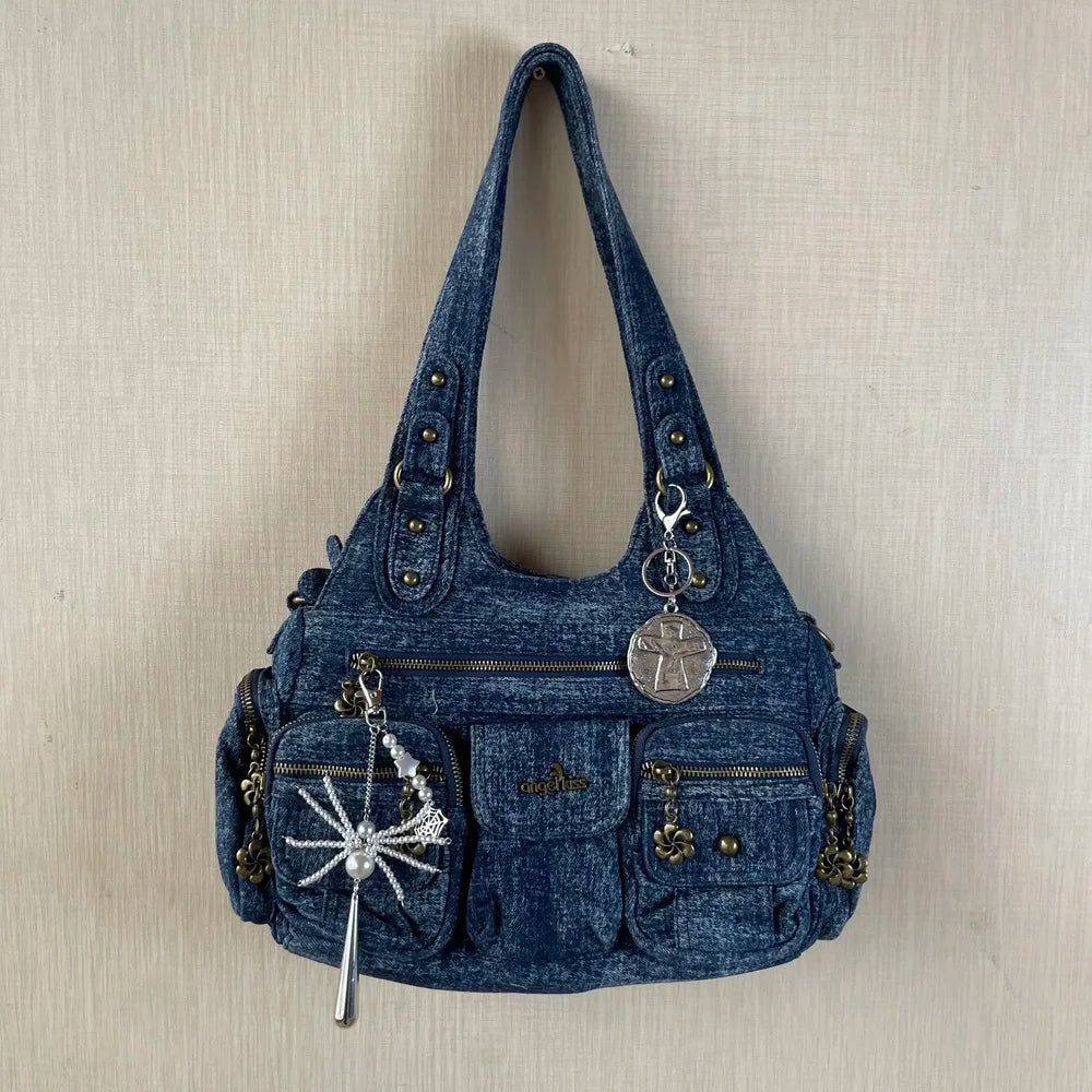 Damen-Hobo-Handtasche aus gewaschenem Leder Schwarz mit Reißverschluss und Innenfächern