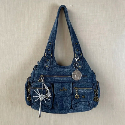 Damen-Hobo-Handtasche aus gewaschenem Leder Schwarz mit Reißverschluss und Innenfächern