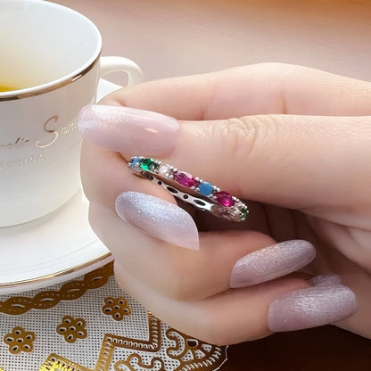 Damen-Ring bunte Steine königlich Bohemia aus Sterlingsilber