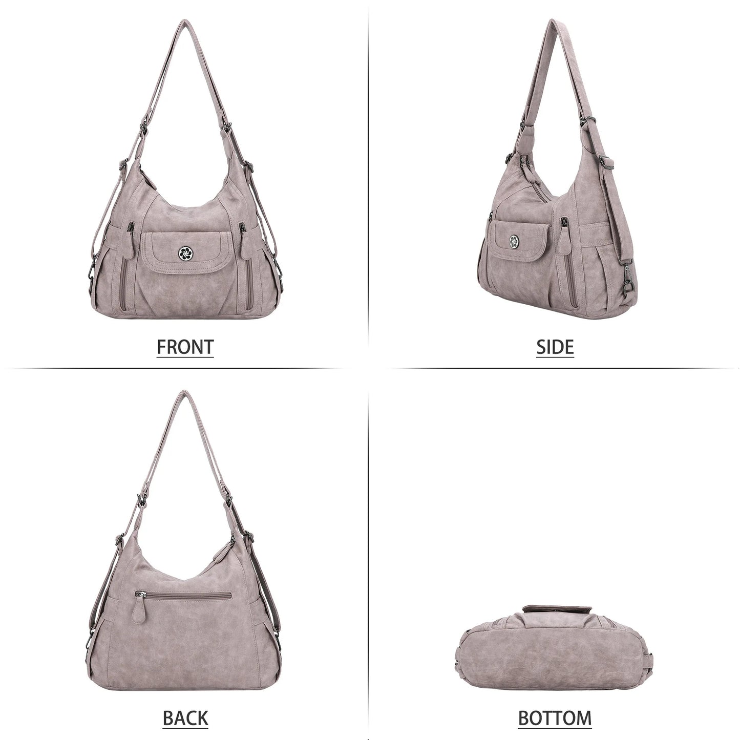 Damen-Schultertasche aus PU-Leder mit Mehrfachfächern, Handyfach und Geldbörse, Alltagstauglich