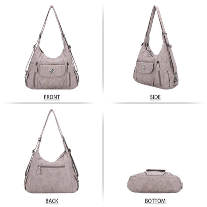 Damen-Schultertasche aus PU-Leder mit Mehrfachfächern, Handyfach und Geldbörse, Alltagstauglich