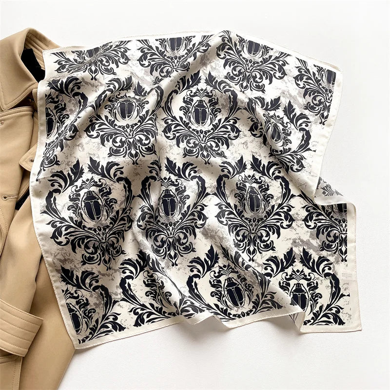 Damen Seidenschal Twill Floral Hijab Luxus Kopftuch Bandana Stirnband quadratisch