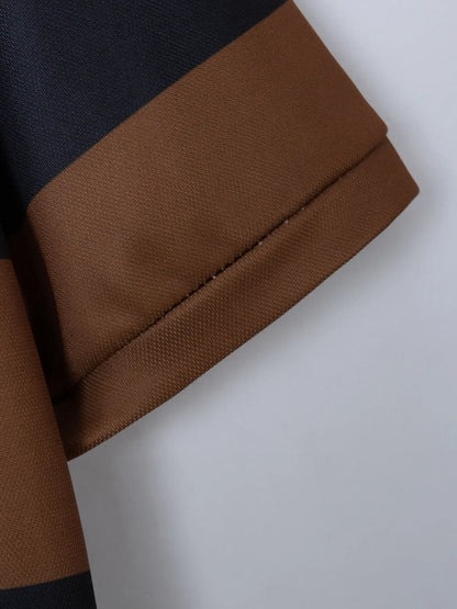 Herren-Poloshirt mit bedrucktem Revers und Knopfleiste – vielseitiges Business-Shirt im Colorblock-Design