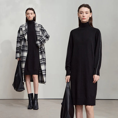 Zeitloses Rollkragen Kleid Für Damen Warme Gestrickte Passform Herbst