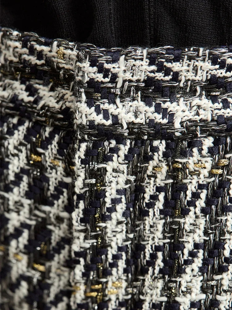 Damen Shorts im Retro-Stil mit kariertem Patchwork und Taschen