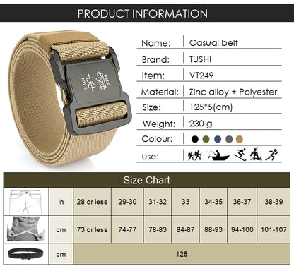 Herren-Gürtel Elastisch mit Aluminium-Schnalle 5 cm Breit Militärisch-Taktischer Stil