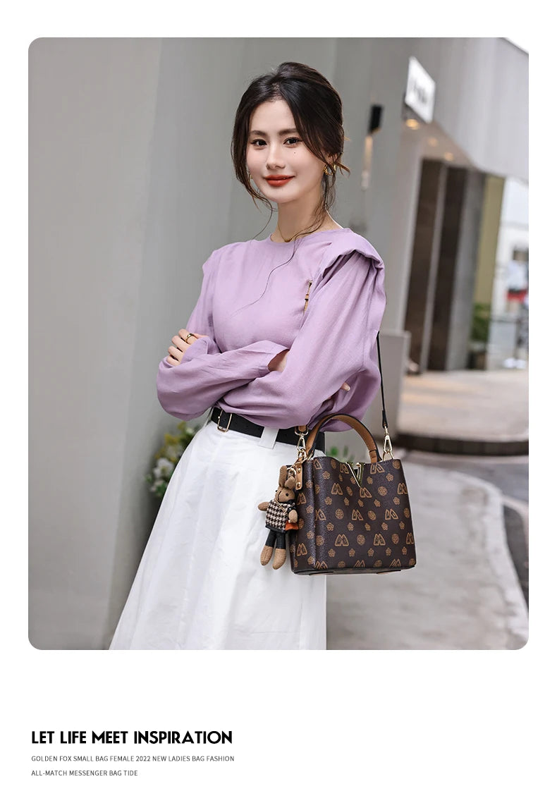 Damen Handtasche im Retro-Stil mit kleinem Bucket Bag