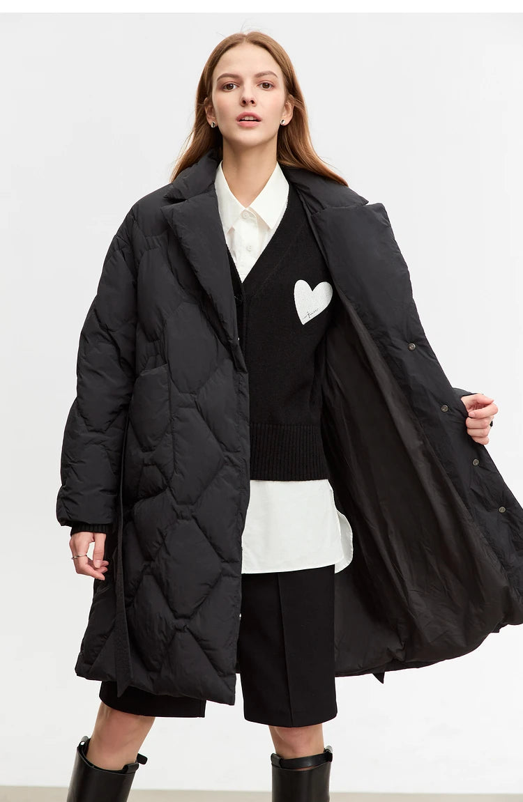 Damen-Strickjacke V-Ausschnitt Wollstickerei locker romantisch Winter