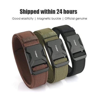 Herren-Gürtel aus Nylon mit magnetischem Schnellverschluss und elastischem Bund 35mm Breite