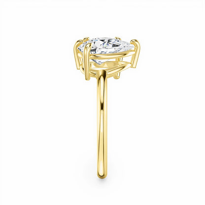 Damen-Verlobungsring mit zwei Moissanit-Steinen aus Silber 925 und 18K-Goldplattierung