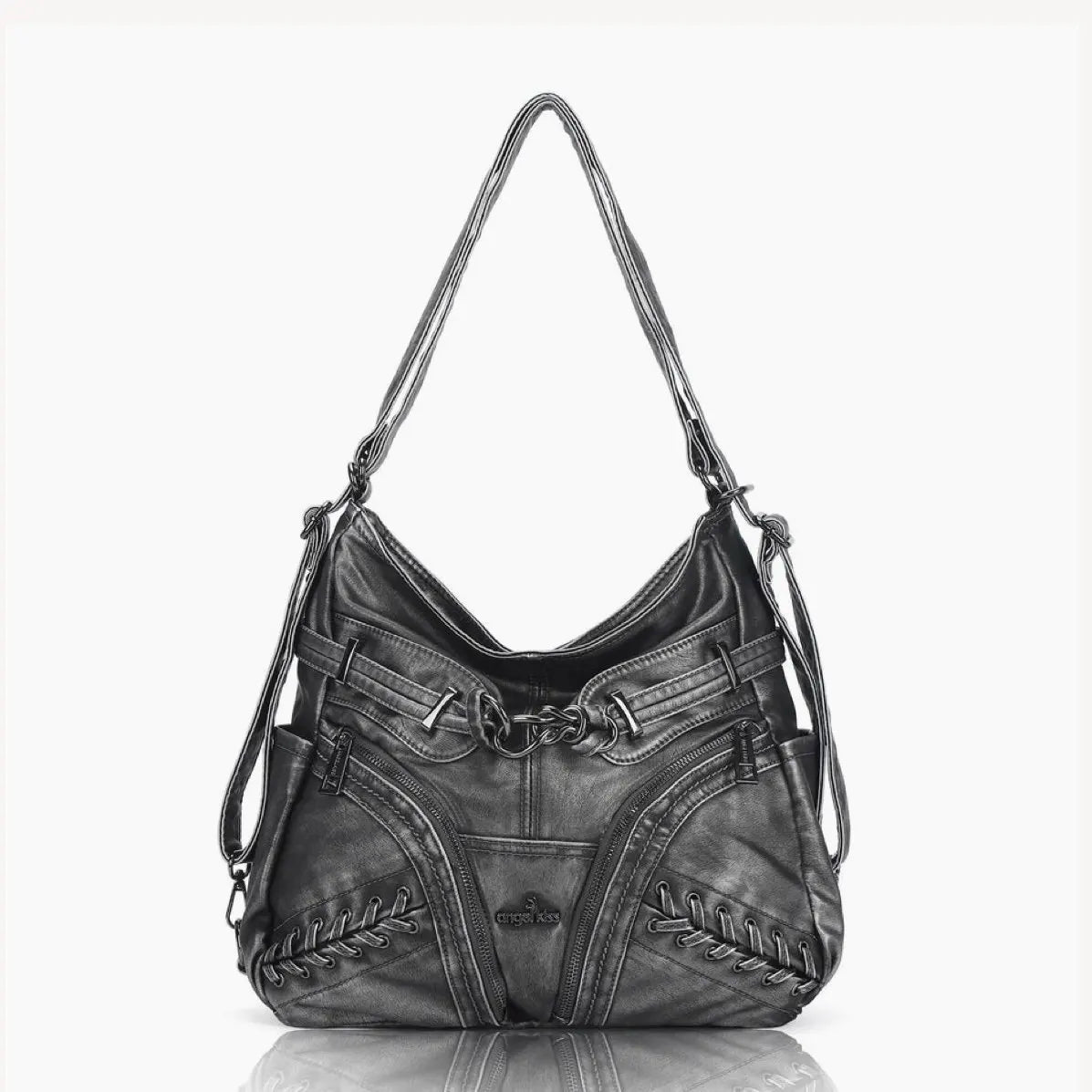 Damen-Schultertasche aus PU mit Mehrfachfächern und verstellbarem Schulterriemen Top-Handle-Design