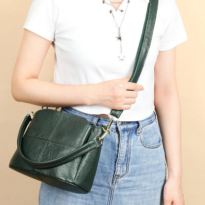 Damen-Schultertasche aus Leder Vintage Schwarz Großes Fassungsvermögen Crossbody-Tasche