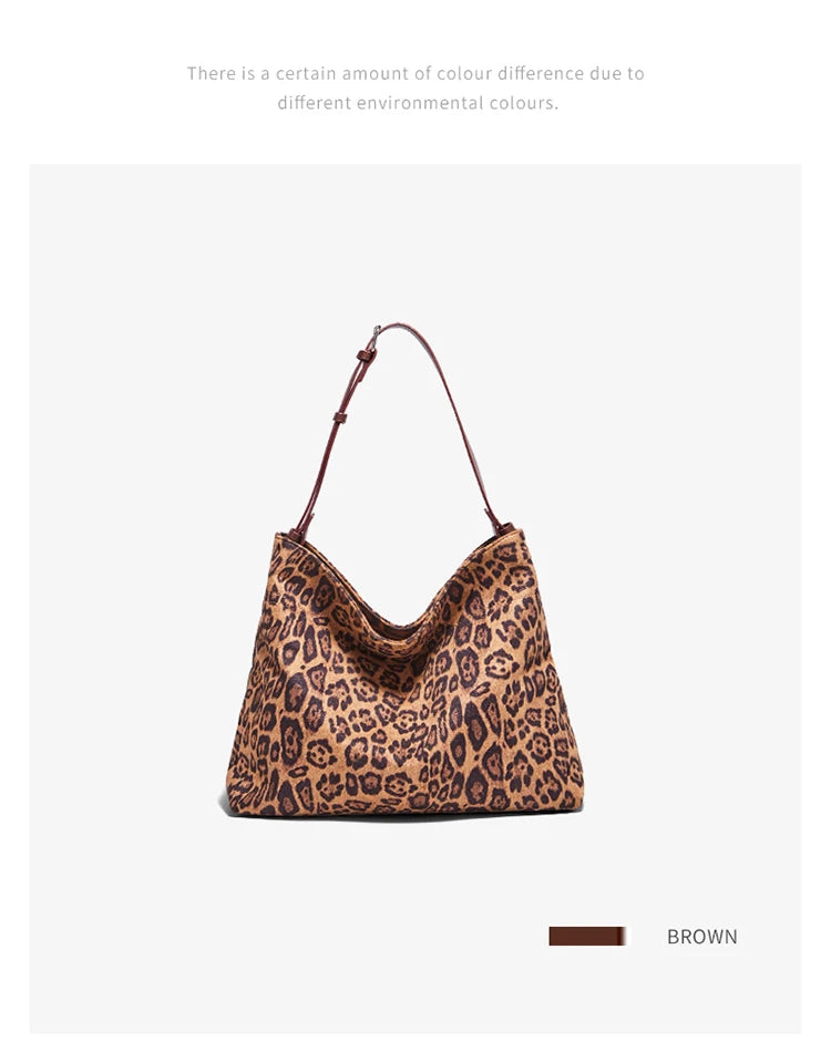 Damen Schultertasche Groß Kapazität Oversize Leopardendruck Modische Tote Tasche