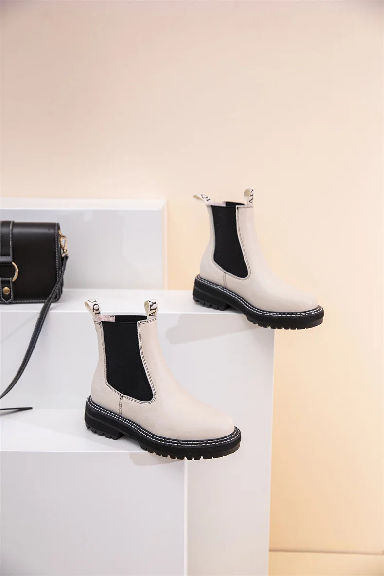 Women Winter Boots Sued Genuine Leather  New Fashion British Style Women Chelsea Boots Large Size 41　42　43 Female Ankle Boots