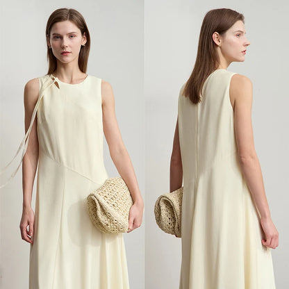 Elegantes Plissiertes Berufskleid Mit Gürtel Für Damen