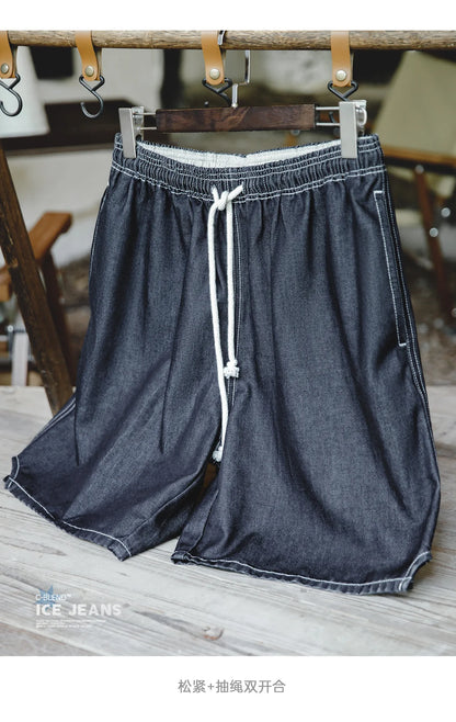 Herren Denim-Shorts im Vintage-Stil mit elastischer Taille für den Sommer