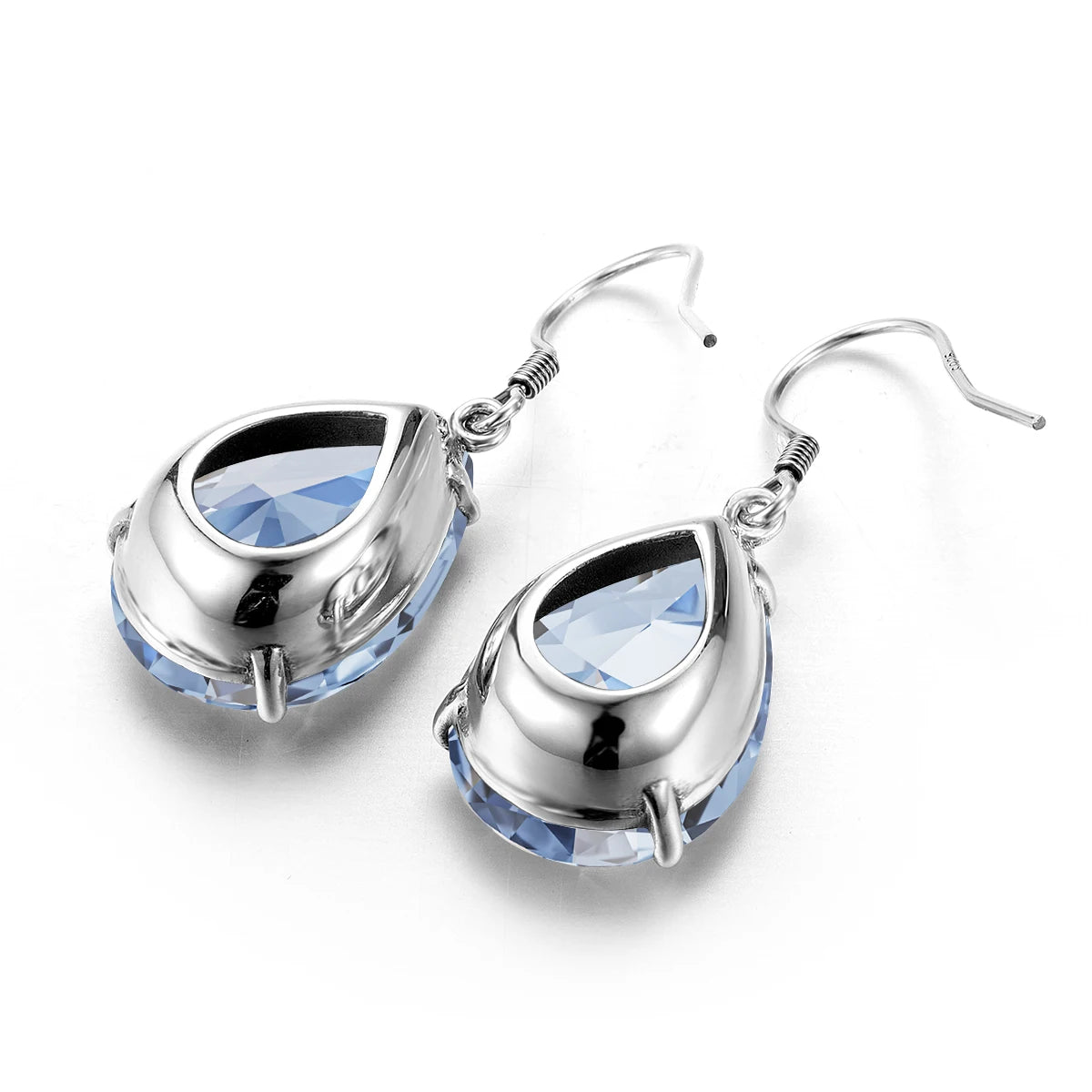 Damen-Ohrringe Tropfenform Aquamarin Blau Silber 925 Hochwertiger Luxus Schmuck Für Sie Geschenkidee