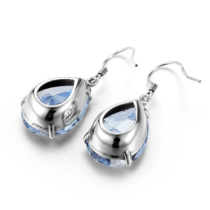 Damen-Ohrringe Tropfenform Aquamarin Blau Silber 925 Hochwertiger Luxus Schmuck Für Sie Geschenkidee